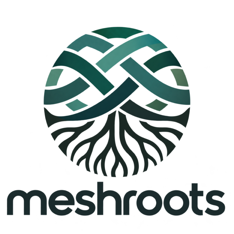 MeshRoots woven tree and roots logo